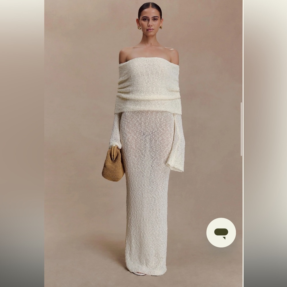 Meshki Marisol Off Shoulder Boucle Maxi Dress - Ivory